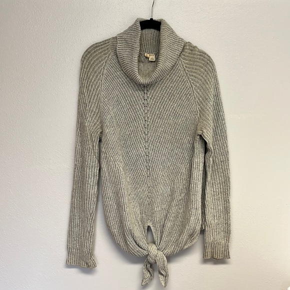 Moth turtleneck tie front grey sweater - Picture 1 of 5